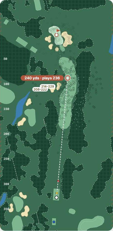 Map of hole 2 at The Belfry · Brabazon, par 4, with the planned tee shot and simulated shots
