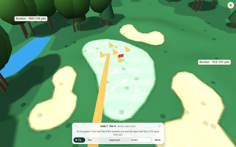 3D view of the green on hole 1